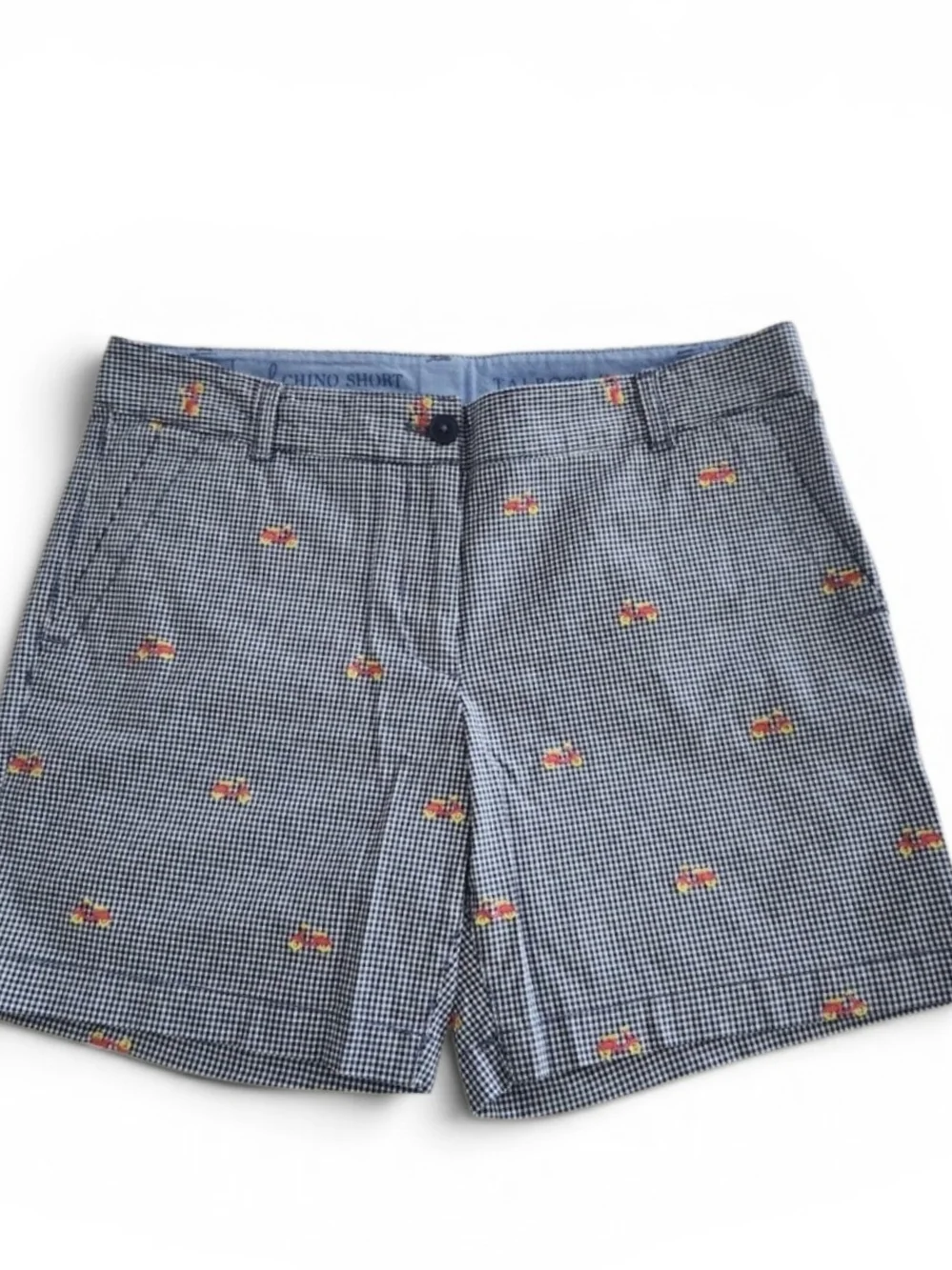 Talbots The Weekend Chino Shorts Navy Check With Applique Size 8P